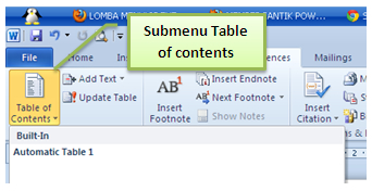 submenu table of contents