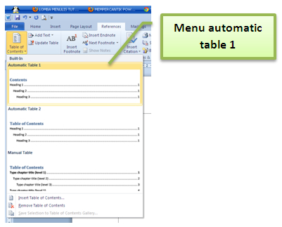 automatic table 1